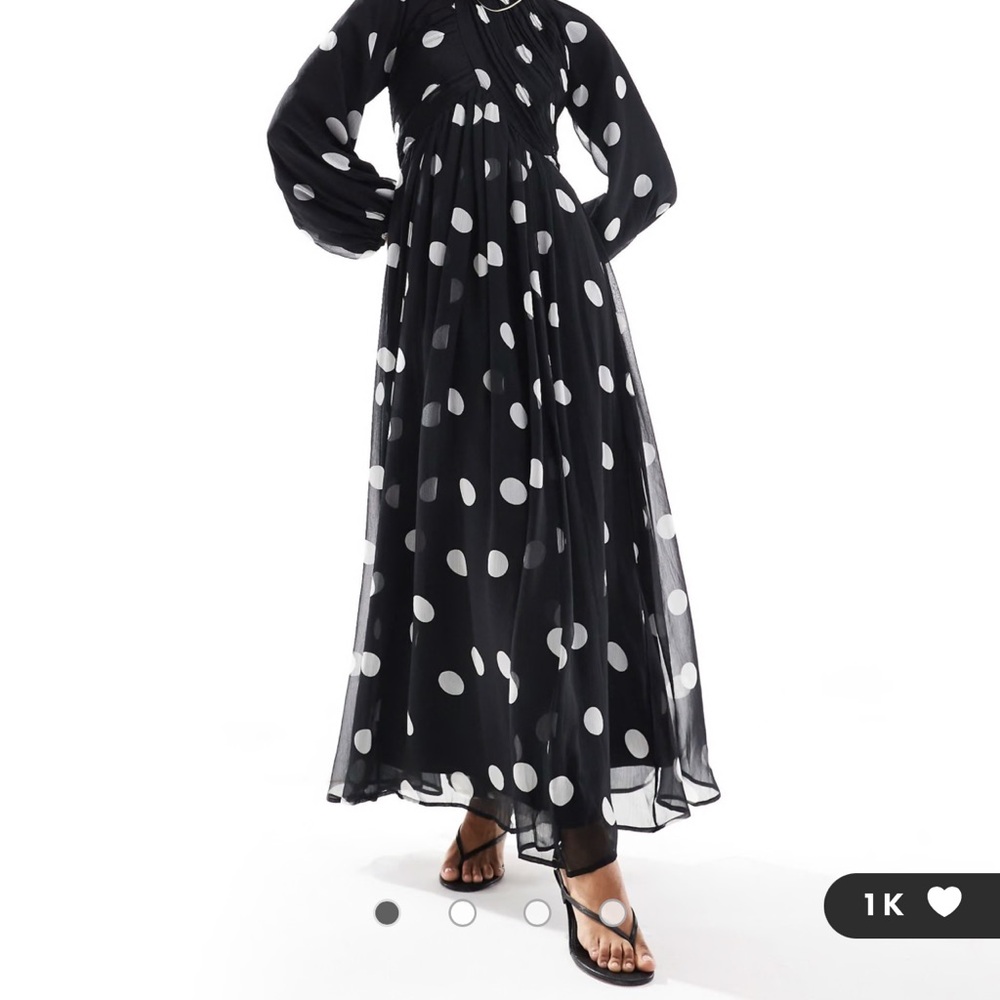 ASOS Design, Wrap Bodice,Black and White Polka Dot Maxi Dress NWT